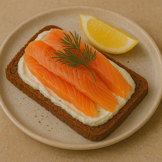 🐟 Cold-Smoked Trout on Rye with Crème Fraîche, Dill & Lemon