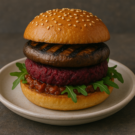 ๐ Grilled Mushroom & Beetroot Burgers with Bush Tomato Relish