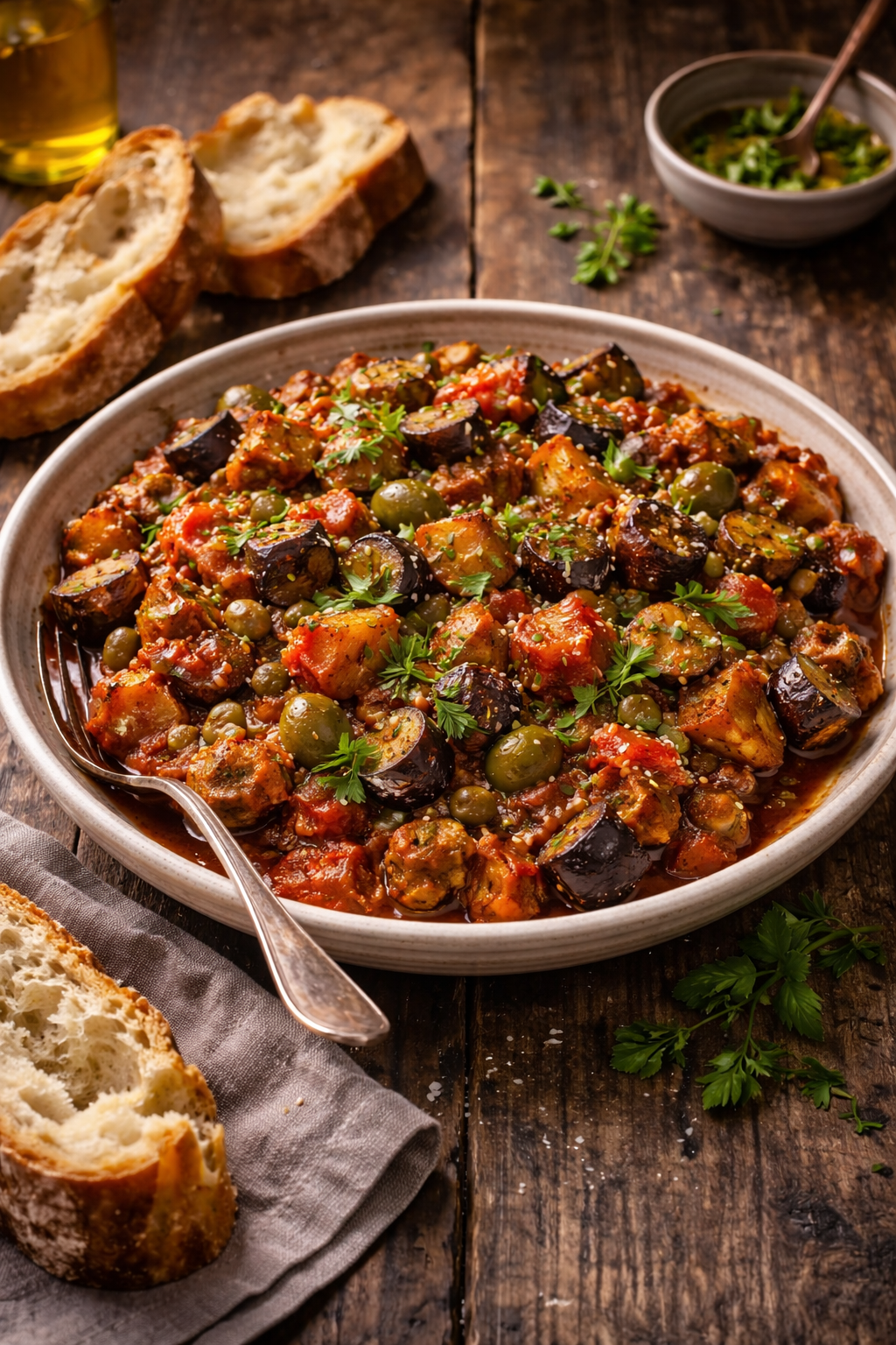 Caponata with crusty bread
