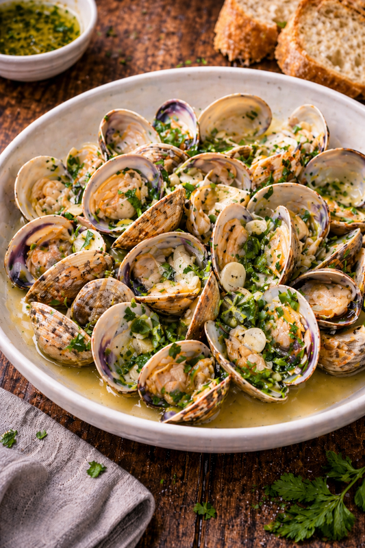 Clams Steamed with White Wine, Garlic and Parsley
