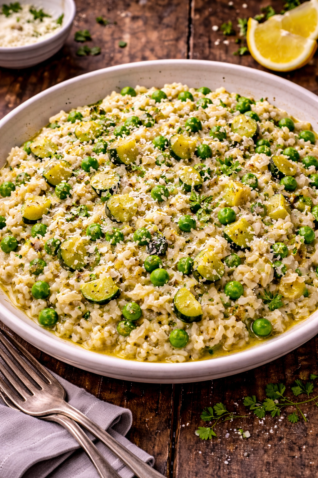 Courgette, Pea and Lemon Risotto