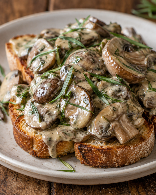Creamy tarragon mushrooms on toast