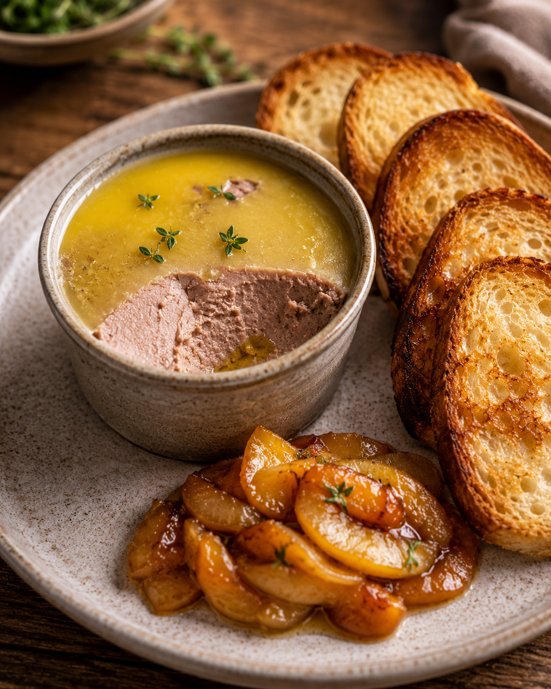 Duck liver parfait with caramelised apples and toasted brioche