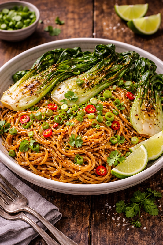 Ginger, Sesame and Lime Noodles with Pak Choi