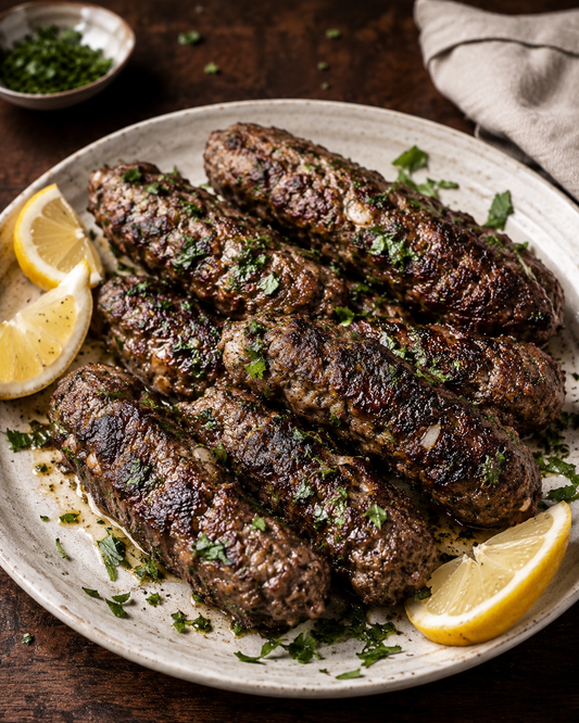 Grilled lamb koftas with lemon and herbs
