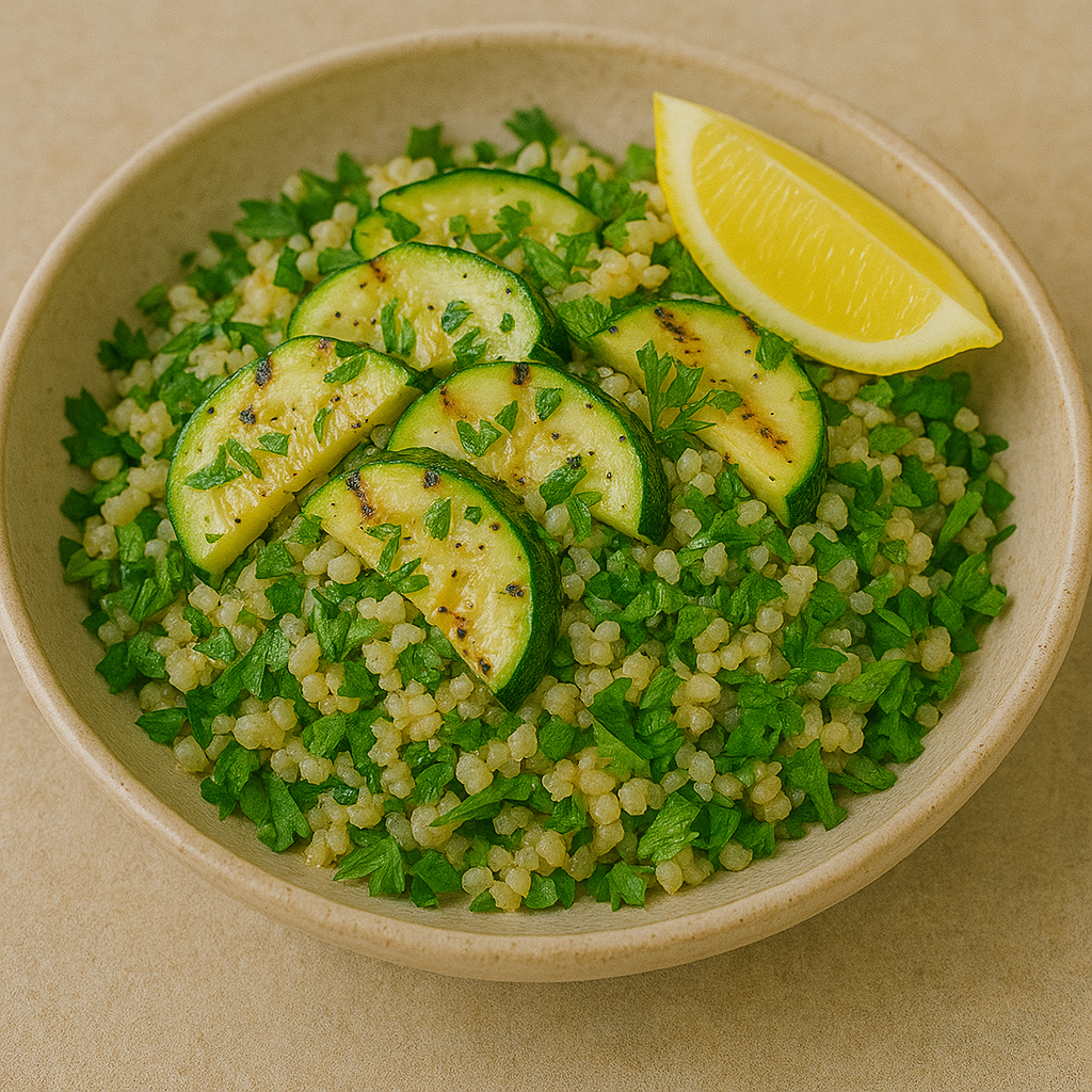 🥗 Herb-Marinated Courgette & Bulgur Wheat Salad with Lemon Dressing