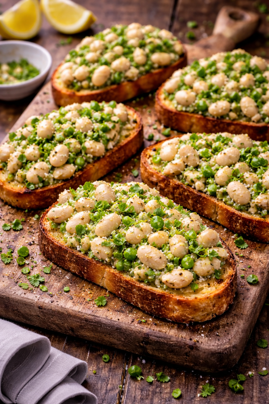 Herby White-Bean Bruschetta with Lemon and Olive Oil