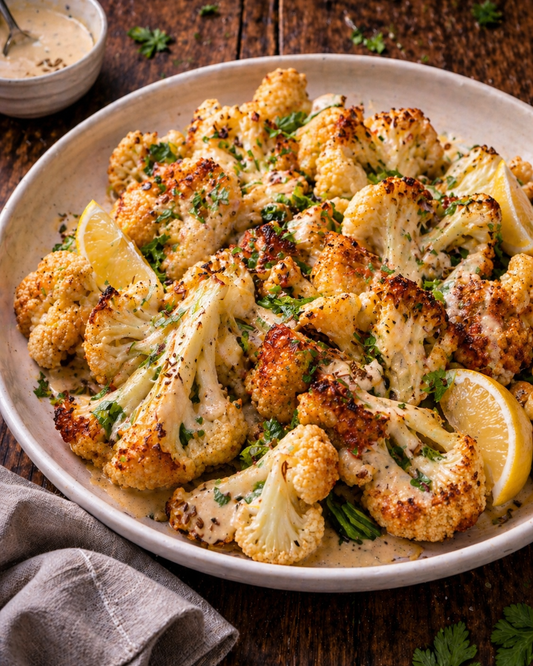 Roast cauliflower with tahini, lemon and toasted cumin