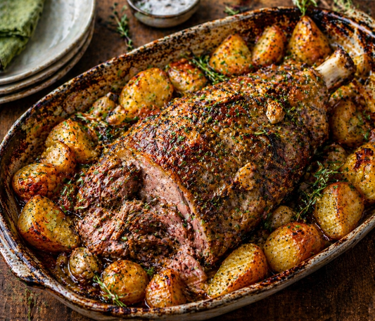 Sardinian-Style Lamb with Rosemary, Garlic and Roast Potatoes