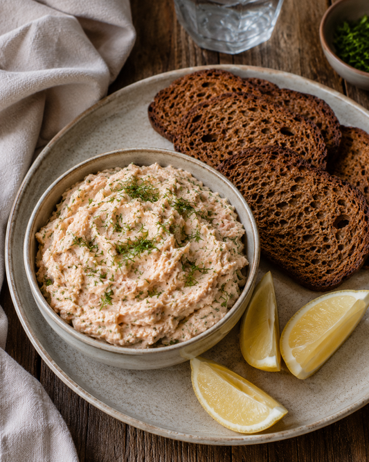 Smoked trout pâté with rye toast and lemon