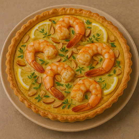 🍤 Tarte Amandine de Gambas (Provençal Prawn & Almond Tart with Lemon & Thyme)