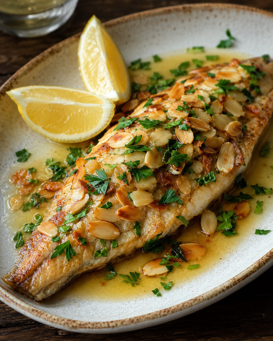Trout amandine with lemon butter and parsley