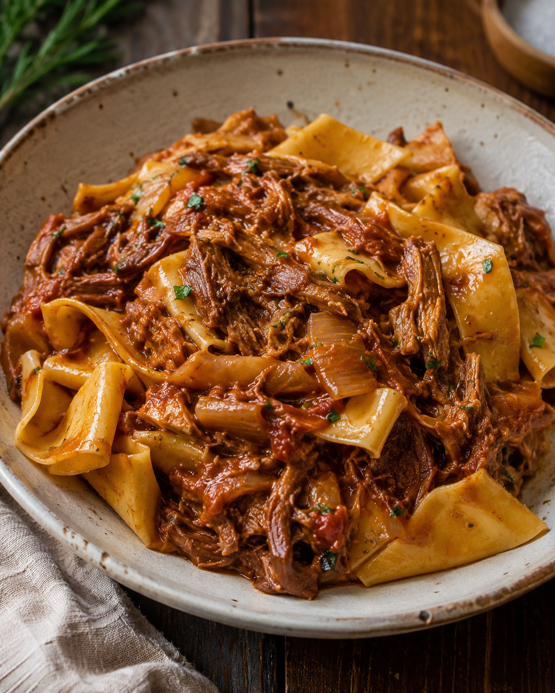 Tuscan pork ragù with pappardelle